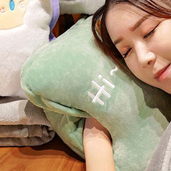 Travel Blanket and Pillow Set Multifunctional Plush Cute Animal Hand Warmer Blanket Pillow for Office Dorm Home Fox
