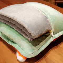 Travel Blanket and Pillow Set Multifunctional Plush Cute Animal Hand Warmer Blanket Pillow for Office Dorm Home Fox