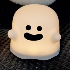 Cute Ghost Night Light Stepless Dimming USB Rechargeable Mini Kids Bedside Lamp Table Decoration for Nursery Bedroom Dorm Smi
