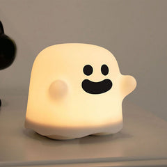 Cute Ghost Night Light Stepless Dimming USB Rechargeable Mini Kids Bedside Lamp Table Decoration for Nursery Bedroom Dorm Smi