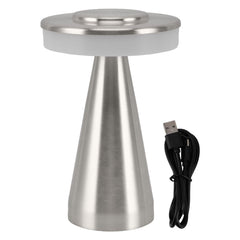 Portable LED Bedside Night Light 3 Color Temperature top Touch control Rechargeable Battery Bedside Lamp Silver
