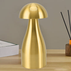 Metal Mushroom Table Lamp Dimmable Mushroom Decor Night Light Cordless Rechargeable Bedside Lamp for Children Nursing Bar Gol
