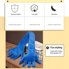 Blue Hand Shape Plush Pillows Long Strip Palm Cushion for Home Travel and Camping Sofa Pillows