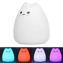 LED Tap Lamp Cat Shaped 7 Colors Changing Silicone Night Light for Home Bedroom Children's Room