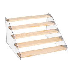Wooden Cupcake Stand 5 Tiers 15.7in Wide Acrylic Side Panel Strong Wood Large Display Riser