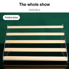 Wooden Cupcake Stand 5 Tiers 15.7in Wide Acrylic Side Panel Strong Wood Large Display Riser