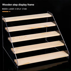 Wooden Cupcake Stand 5 Tiers 15.7in Wide Acrylic Side Panel Strong Wood Large Display Riser