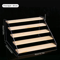 Wooden Cupcake Stand 5 Tiers 15.7in Wide Acrylic Side Panel Strong Wood Large Display Riser