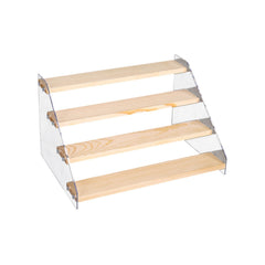 Wooden Cupcake Stand 5 Tiers 15.7in Wide Acrylic Side Panel Strong Wood Large Display Riser