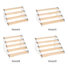 Wooden Cupcake Stand 5 Tiers 15.7in Wide Acrylic Side Panel Strong Wood Large Display Riser