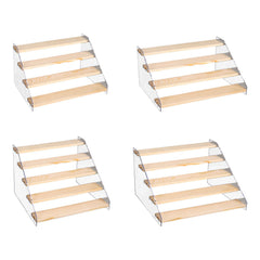 Wooden Cupcake Stand 5 Tiers 15.7in Wide Acrylic Side Panel Strong Wood Large Display Riser