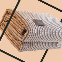 Air Conditioner Quilt Double Sided Soft Comfortable Cat Feeling Cut Flowers Portable Summer Cool Blanket for Office Sofa Khak