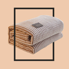 Air Conditioner Quilt Double Sided Soft Comfortable Cat Feeling Cut Flowers Portable Summer Cool Blanket for Office Sofa Khak