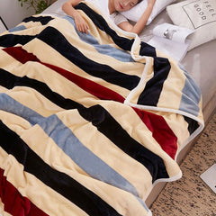 Throw Blanket Cartoon Pattern Thickened Air Conditioning Blanket for Home Bedroom Office Travel Stripes 150x200cm / 59.1x78.7