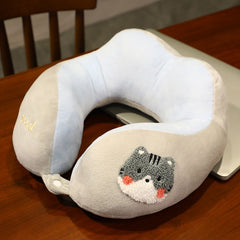 Neck Pillow Cute Animal High Resiliency U Shaped Headrest Airplane Pillow for Travel Office Cat About 30x30cm/11.8x11.8in