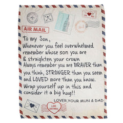 to My Son Blanket Double Sided Soft Skin Friendly Keep Warm Letter Blanket Expressing Love Air Conditioning Blanket C20220119