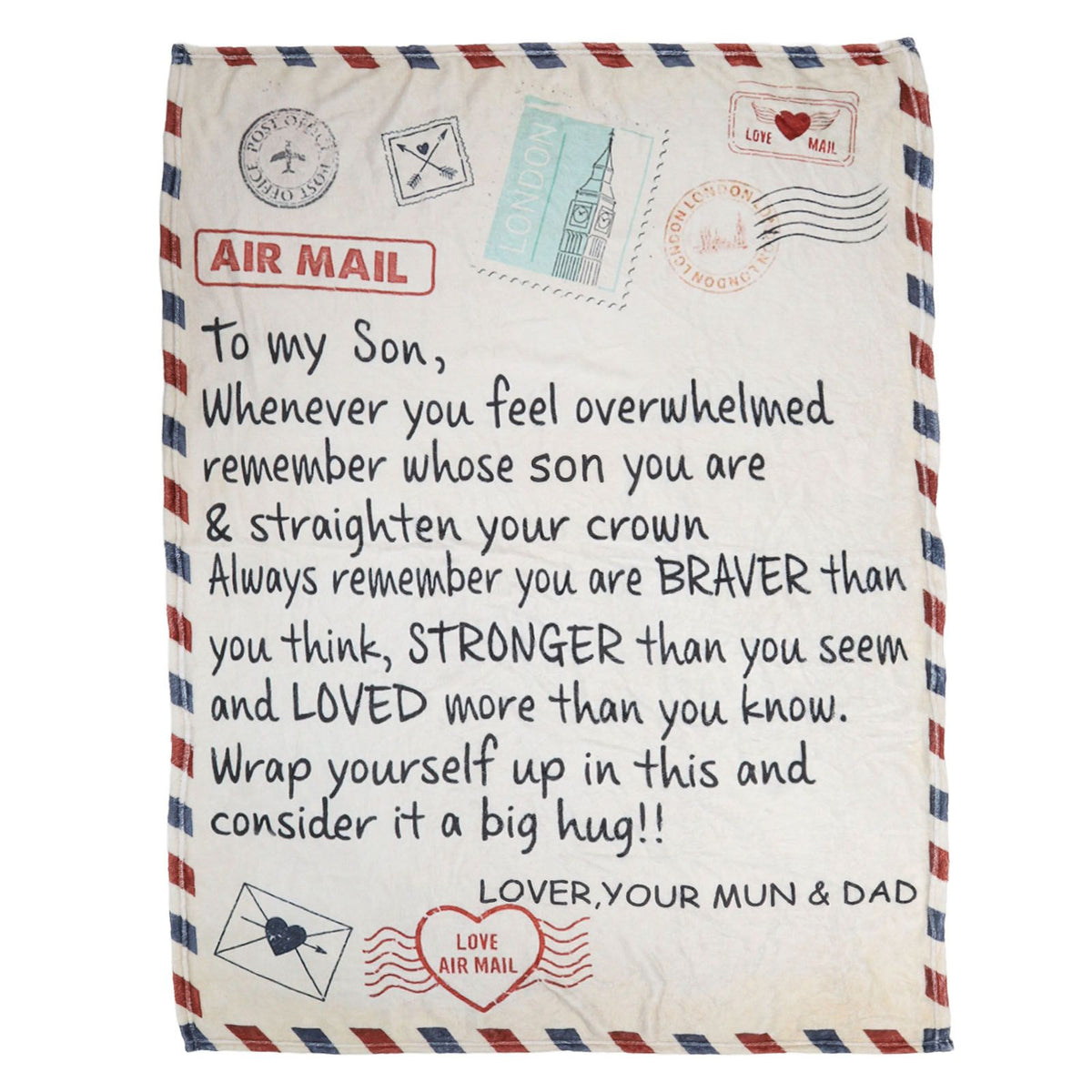to My Son Blanket Double Sided Soft Skin Friendly Keep Warm Letter Blanket Expressing Love Air Conditioning Blanket C20220119
