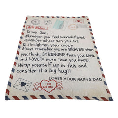 to My Son Blanket Double Sided Soft Skin Friendly Keep Warm Letter Blanket Expressing Love Air Conditioning Blanket C20220119