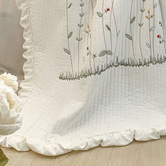 Cotton Quilt Pure Color Home Fashion Elegant Tencel Embroidery Pattern Cotton Summer Cooling Quilt White 200x230