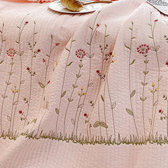 Cotton Quilt Pure Color Home Fashion Elegant Tencel Embroidery Pattern Cotton Summer Cooling Quilt Pink 1 X Sheet 245x250cm