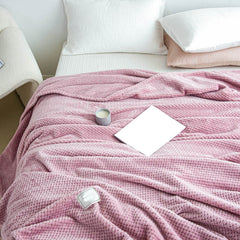 Cooling Blanket Milk Fleece Lattice Jacquard Blanket Summer Cold Single Nap Blanket for Sofa Bed Office Bean Paste Color 150x