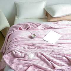 Cooling Blanket Milk Fleece Lattice Jacquard Blanket Summer Cold Single Nap Blanket for Sofa Bed Office Bean Paste Color 150x