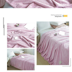 Cooling Blanket Milk Fleece Lattice Jacquard Blanket Summer Cold Single Nap Blanket for Sofa Bed Office Bean Paste Color 150x