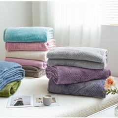 Cooling Blanket Milk Fleece Lattice Jacquard Blanket Summer Cold Single Nap Blanket for Sofa Bed Office Bean Paste Color 150x