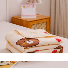 Cotton Quilt Washable Embroidery Ultrasonic Quilting Skin Friendly Cotton Comfortable Breathable Summer Quilt Bear 180x200cm