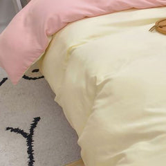 Solid Color Sheet Quilt Cover Pillow Cover Warm Breathable Washed Cotton Bed Sheet Set Creamy Pink 1.5m Four Piece Set