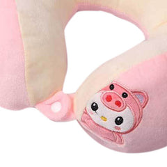 U Shaped Neck Pillow Portable Cute Head Pillow for Office Nap Travel Car Sleeping Double Embroidery Pig