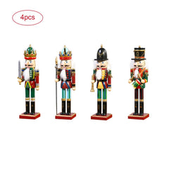 4Pcs 30cm Christmas Nutcracker Soldiers Wooden Soldier Nutcracker on Stand Home Decor Christmas Gift