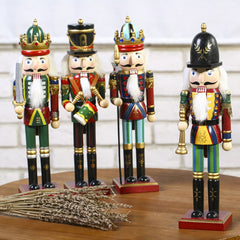 4Pcs 30cm Christmas Nutcracker Soldiers Wooden Soldier Nutcracker on Stand Home Decor Christmas Gift