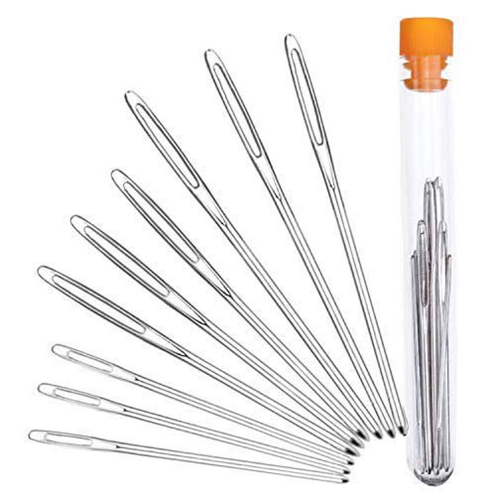 9Pcs Large Eye Blunt Needles Stainless Steel Yarn Knitting Needles Sewing Needles Knitting Weaving Stringing Needles with Nee