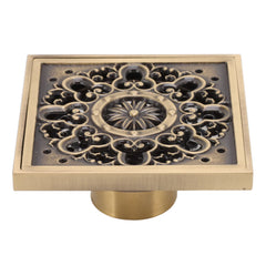 Copper Floor Drain Squared Retro Large Flow Odor Proof Shower Drain for Bathroom