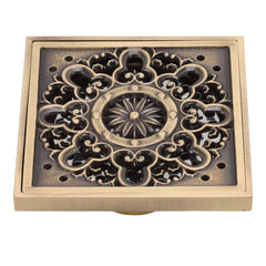 Copper Floor Drain Squared Retro Large Flow Odor Proof Shower Drain for Bathroom
