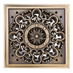 Copper Floor Drain Squared Retro Large Flow Odor Proof Shower Drain for Bathroom