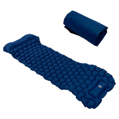 Camping Sleeping Pad Mat Foot Press Inflatable Cushion Mattress for Tent Hiking TravelPurplish Blue