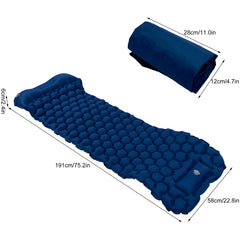 Camping Sleeping Pad Mat Foot Press Inflatable Cushion Mattress for Tent Hiking TravelPurplish Blue