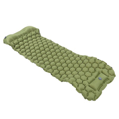 Camping Sleeping Pad Mat Foot Press Inflatable Cushion Mattress for Tent Hiking TravelMilitary Green