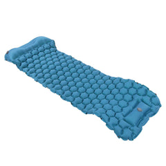 Camping Sleeping Pad Mat Foot Press Inflatable Cushion Mattress for Tent Hiking TravelPeacock Blue