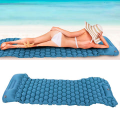 Camping Sleeping Pad Mat Foot Press Inflatable Cushion Mattress for Tent Hiking TravelPeacock Blue