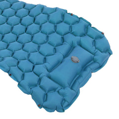 Camping Sleeping Pad Mat Foot Press Inflatable Cushion Mattress for Tent Hiking TravelPeacock Blue