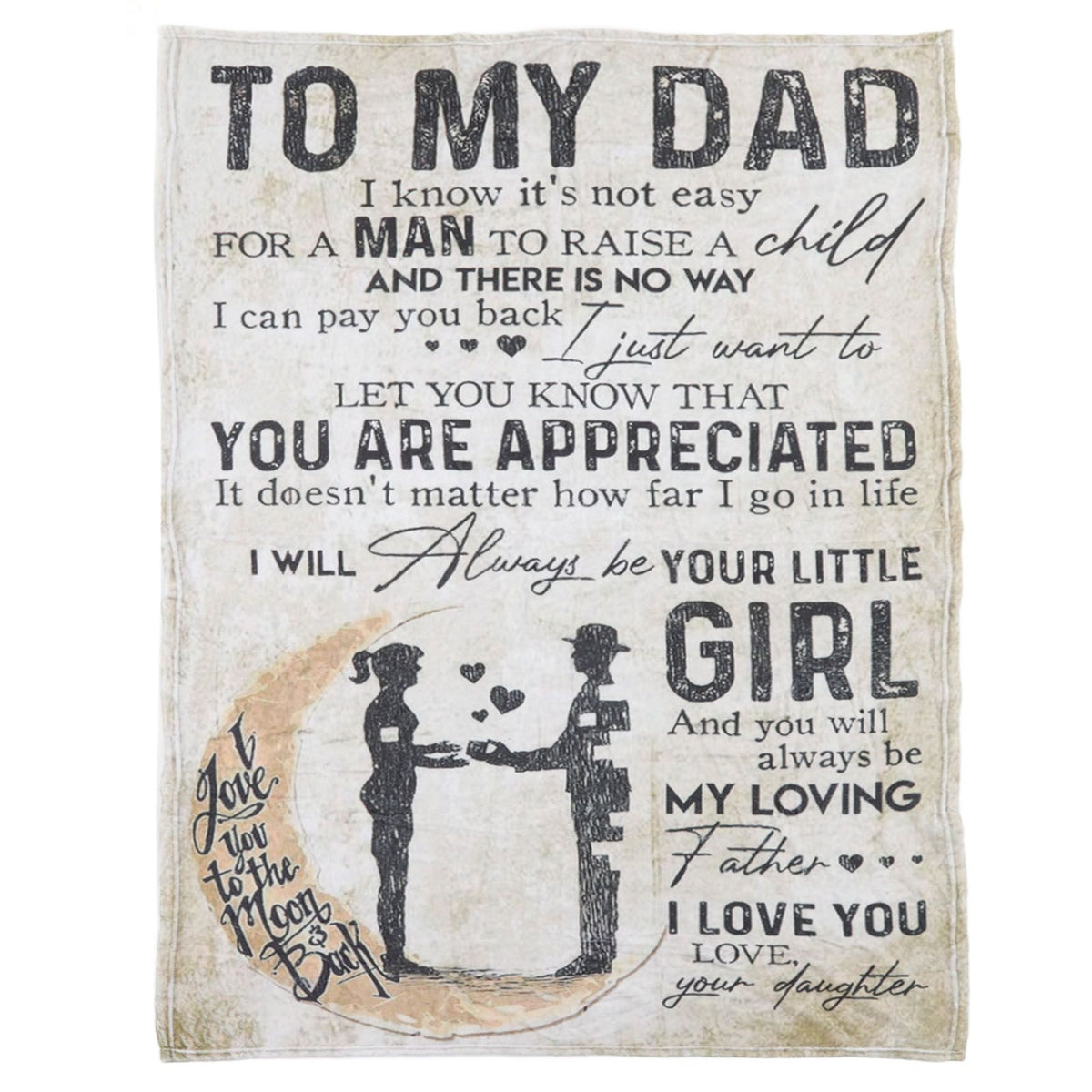Dad Blanket Father's Day Theme Dual Sides Personalized Wide Application Sofa Throw Blanket for Bedroom Sofa Office 150x200cm 