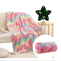 Flannel Blanket Colorful Animal Style Double Sided Luminous Flannel Blanket for Office
