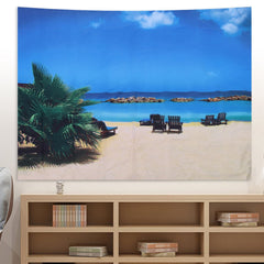 Wall Tapestry Beach Scenery Background Art Decoration for Home Living Room Bedroom150x130cm