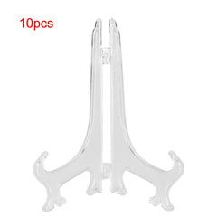 10pcs Folding White Plastic Plate Holders Dish Picture Frame Decorative Display Stand Rack