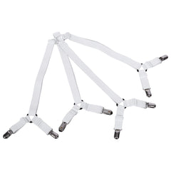 Elastic Crisscross Bed Mattress Sheet Straps Clips Triangle Grippers Holder Fasteners White
