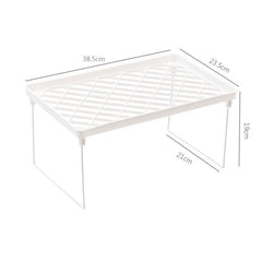 Dormitory Storage Shelf Strong PP Metal Foldable Design Simple Style Desktop Display Shelf for Home Dormitory Office White L