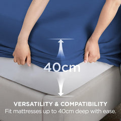 2000TC Hotel Quality Fitted Sheets - 2 Piece Fitted Sheets  -Breathable Bedding - Wrinkle, Fade, Stain Resistant- 16inch/40cm